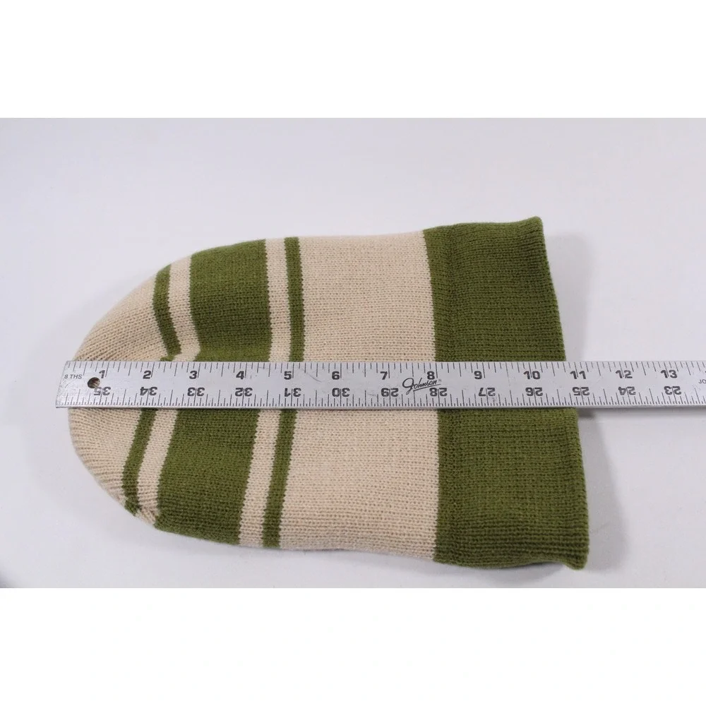 Rhode Island Embroidered Tan/Green Stripe Beanie Unisex 100% Acrylic One Size‎